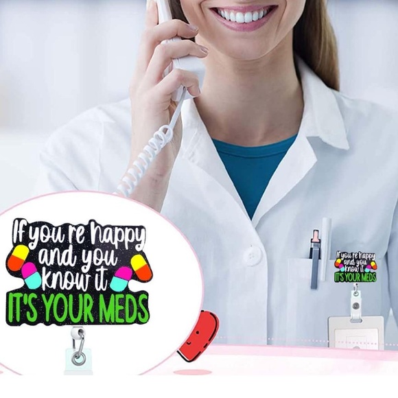 NEW| 1pc Funny Retractable Nurse Lanyard Badge Holder with Glitter - Picture 2 of 7